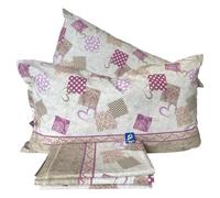 L'Emporio Casa Parure de lit double en flanelle 100 % coton chaud 240 x 290 + sous angles 160 à 180 x 195 à 200 + 2 taies d'oreiller 50 x 80 cm (cœurs)