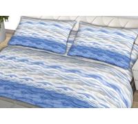 L'Emporio Casa Parure de lit en flanelle 100 % coton italien peigné, anti-boulochage différentes tailles (Pretty Azzurro, Double)