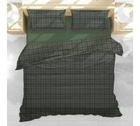 L'EMPORIO CASA Parure de lit en flanelle chaude de pur coton 100 % confortable d'hiver en flanelle anti-boulochage 250 x 200 + 40 cm (écossais vert)
