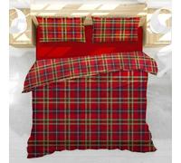 L'Emporio Casa Parure de lit en flanelle chaude de pur coton 100 % confortable d'hiver en flanelle anti-boulochage 250 x 200 + 40 cm (Tartan-)