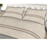 L'Emporio Casa Parure de lit en flanelle, coton italien 100 % peigné, anti-boulochage différentes tailles (Borbar Beige, double)