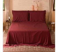 L'Emporio Casa Parure de lit en flanelle de couleur unie pour lit double chaud en coton d'hiver en molleton et flanelle anti-boulochage 100 % coton, (Bordeaux)