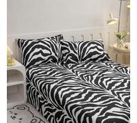 L'Emporio Casa Parure de lit léopard - zébré pour lit double, drap plat, 100 % coton italien (Animalier)