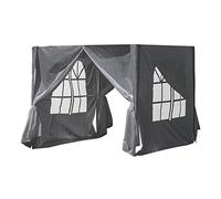 LEMROE Panneaux latéraux de tonnelle de 2 x 2 m, résistants à l'eau, 210D, paroi latérale de rechange avec fermetures éclair et fenêtres transparentes pour tonnelles de jardin (gris)