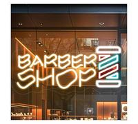 LEMST LED néon signe Barber Shop Enseigne Au Néon LED Lumière Dimmable Pour Salon De Coiffure Enseigne D'affichage Panneau D'affichage Grande Ouverture Décor 17.72inx8.27in