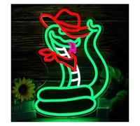 LEMST LED néon signe Cowboy Snake Neon Sign Amusant Avec Des Chapeaux Lumière LED À Intensité Variable Pour Chambre D'enfant Bar Gaming Chambre Décoration 38cmx27.4cm