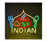 LEMST LED néon signe Décoration Murale Au Néon Pour Restaurants Indiens, Fast-foods, Camions, Bars, Panneau À Intensité Variable Alimenté Par USB 38cm×32cm