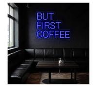 LEMST LED néon signe Enseigne Au Néon But First Coffee Adaptée À La Décoration Murale D'un Café, Avec Variateur D'intensité, 51cm(B)