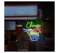 LEMST LED néon signe Enseigne Au Néon De Nourriture Chinoise Avec Luminosité Réglable, Adaptée Au Décor Mural De Restaurant, Magasin De Restauration Rapide, 56.4cm X 58.8cm(Ré)