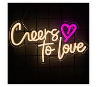 LEMST LED néon signe Enseigne Lumineuse Au Néon Cheers To Love À Intensité Variable Pour Chambre À Coucher Fête De Mariage Bar Club, Saint-Valentin, Décoration 41cmx23.5cm
