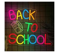 LEMST LED néon signe Enseigne Lumineuse Back To School À Intensité Variable Pour Salle De te, Club, Crèche, Bibliothèque, Décoration Artistique, 32cmx38cm