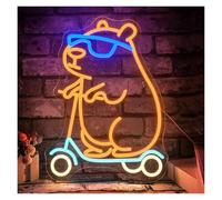 LEMST LED néon signe Enseigne Lumineuse Capibara Skateboard, Intensité Variable, Pour Chambre D'enfant, Restaurant, Salle De Jeux, Décoration Murale, 42cmx30cm