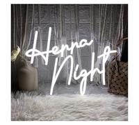 LEMST LED néon signe Enseigne Lumineuse Henna Night À Intensité Variable Alimentée Par USB Pour Décoration De Mariage, De Fête Prénuptiale, De Fiançailles(B,50X38cm)