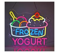 LEMST LED néon signe Enseigne Lumineuse LED Frozen Yogurt À Intensité Variable Pour Épicerie, Supermarché, Marché Fermier, Glacier, Décoration Suspendue 43.7cmx36.8cm