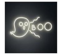 LEMST LED néon signe Enseigne Lumineuse Néon Boo Ghost, Idéale Pour La Décoration D'une Salle De Jeux, Luminosité Réglable, 44cm(Warm white)