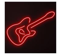 LEMST LED néon signe Enseigne Lumineuse Néon En Forme De Guitare, Idéale Pour La Décoration Murale D'une Salle Musique, Luminosité Réglable, 46cm(Rouge)