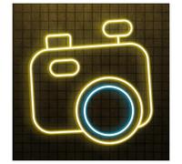 LEMST LED néon signe Enseigne Lumineuse Néon Pour Appareil Photo, Idéale Pour La Décoration D'un Studio, Avec Luminosité Réglable 36cm(Lemon yellow+ice blue)