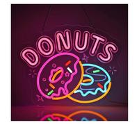 LEMST LED néon signe Enseignes Au Néon Donuts, Lumières À Intensité Variable Alimentées Par USB, Pour Boulangerie, Magasin D'alimentation, Décoration Murale, 30cm×38.5cm