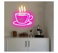 LEMST LED néon signe Néons À Café Avec Luminosité Réglable, Adaptés Aux Entreprises, Cafés, Boutiques, Décoration Murale, 36cmx36cm