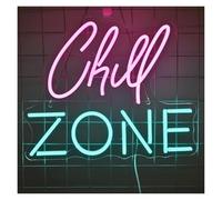 LEMST LED néon signe Panneau Néon Chill Zone, Alimenté Par USB, Lumières À Intensité Variable, Pour Magasin, Salle Loisirs, Décoration Murale Fête, 32cm×39cm