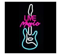 LEMST LED néon signe Panneau Néon Live Music En Forme De Guitare Lumière À Intensité Variable Pour Studio De Musique Fête Grotte Chambre À Coucher Décoration 42cmx20cm