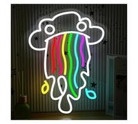 LEMST LED néon signe Panneau Néon Nuage Arc-en-ciel Vomissant, Alimenté Par USB, Décoration Murale Suspendue À Intensité Variable, Mis Sur Un Joyeux 16.54x12.6inch