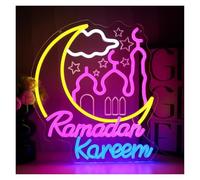 LEMST LED néon signe Panneau Néon Ramadan Kareem USB Dimmab LED Pour Restaurant De Vacances Musulmanes, Décoration Fête Islamique L'Aïd 12.6x14.2in