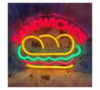 LEMST LED néon signe Panneau Néon Sandwiches USB, Restauration Rapide, Lumière LED Pour La Maison, Cuisine, Restaurant, Magasin, Bar 40X28cm