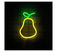 LEMST LED néon signe Poire Néon Enseigne Lumineuse À Intensité Variable Alimenté Par USB Pour Supermarché Magasin De Fruits Fête Club Cuisine Décoration Murale 20cmx27.5cm