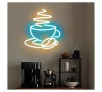 LEMST LED néon signe Tasse À Café Néon Avec Luminosité Réglable, Idéale Pour Les Bars, Cafés, Boutiques, Décoration, 35cmx45cm