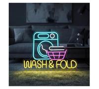 LEMST néon signe Enseigne Néon WASH & FOLD