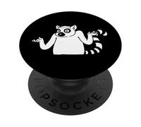 Lémurien à Queue Annelée Haussant Épaules Cartoon PopSockets PopGrip Adhésif