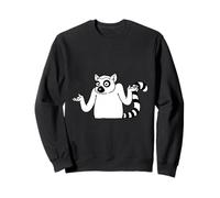 Lémurien à Queue Annelée Haussant Épaules Cartoon Sweatshirt