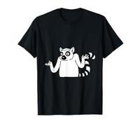 Lémurien à Queue Annelée Haussant Épaules Cartoon T-Shirt