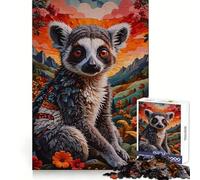 Lémurien Queue annelée dans Un Paysage Floral Puzzle de 1000 pièces pour Adultes Jeu de réflexion Passe-Temps Calme Image Assembler Joli Cadeau (38x52cm)