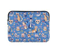 Lemurs Madagascar Housse souple avec fermeture éclair pour ordinateur portable Motif Madagascar Bleu 33-35,6 cm