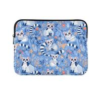 Lemurs Madagascar sur motif bleu 13-14 pouces Housse pour ordinateur portable Tablette Mallette de transport pour homme et femme