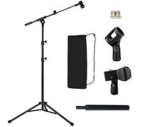 Lemxadd Pied de Micro Trépied au Sol avec Perche pour Blue Yeti Samson Q2U Fifine K6 AM8, Pied Micro avec Sac de Transport, Adaptateur 5/8", 2 Clips et Serre-câbles