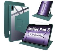 Lemxiee Case pour OnePlus Pad 3 Coque avec Emplacement pour Stylo & Support Rotatif,Cuir PU + Acrylique Transparent