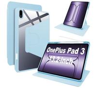 Lemxiee Case pour OnePlus Pad 3 Coque avec Emplacement pour Stylo & Support Rotatif,Cuir PU + Acrylique Transparent