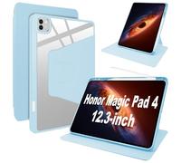 Lemxiee Coque pour Honor Magic Pad 4 12.3" Case avec Porte styleto & Béquille Rotatif,Cuir PU + Acrylique Transparent