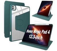 Lemxiee Coque pour Honor Magic Pad 4 12.3" Case avec Porte styleto & Béquille Rotatif,Cuir PU + Acrylique Transparent