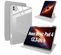 Lemxiee Coque pour Honor Magic Pad 4 12.3" Case avec Porte styleto & Béquille Rotatif,Cuir PU + Acrylique Transparent