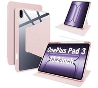 Lemxiee Coque pour OnePlus Pad 3 Case avec Porte styleto & Béquille Rotatif,Cuir PU + Acrylique Transparent