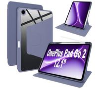 Lemxiee Coque pour OnePlus Pad Go 2 12.1" Case avec Porte styleto & Béquille Rotatif,Cuir PU + Acrylique Transparent