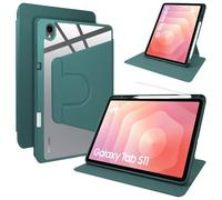 Lemxiee Coque pour Samsung Galaxy Tab S12 & Tab S11 11" Case avec Porte styleto & Support Rotatif,Cuir PU + Acrylique Transparent