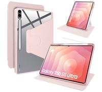 Lemxiee Coque pour Samsung Galaxy Tab S12 Ultra & Tab S11 Ultra 14.6" Case avec Porte styleto & Support Rotatif,Cuir PU + Acrylique Transparent