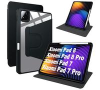 Lemxiee Coque pour Xiaomi Pad 8 & 8 Pro & Pad 7 & 7 Pro & POCO Pad X1 11.2" Case avec Porte styleto & Béquille Rotatif,Cuir PU + Acrylique Transparent