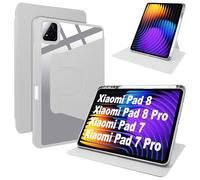 Lemxiee Coque pour Xiaomi Pad 8 & 8 Pro & Pad 7 & 7 Pro & POCO Pad X1 11.2" Case avec Porte styleto & Béquille Rotatif,Cuir PU + Acrylique Transparent