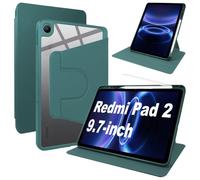 Lemxiee Coque pour Xiaomi Redmi Pad 2 9.7" Case avec Porte styleto & Béquille Rotatif,Cuir PU + Acrylique Transparent